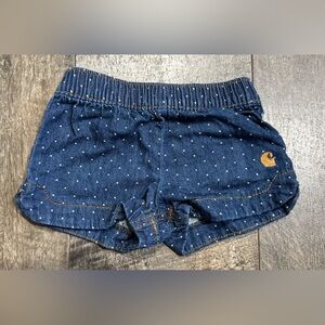 100% Cotton Vintage Carhartt Baby girl Jean shorts with polka dot design 12m